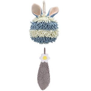 REGALWOVEN 2 Packs Soft Absorbent Flower and Rabbit Shape Decorative Chenille Hand Towel for Bathroom 6" x 15"/7" x 7" - 1 of 4