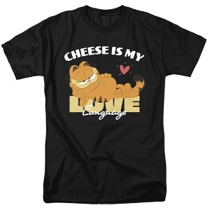 Garfield Movie Cheese Is My Love Language Adult T-Shirt Black - 1 of 4