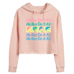 Women's - Barbie - He Ken Can Do It All Stacked Cropped Graphic Hoodie - 1 of 2