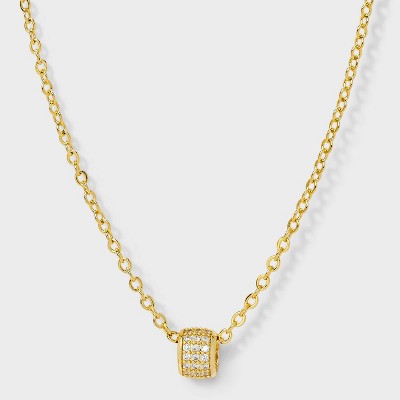 14K Gold Plated Cubic Zirconia Round Pave Multi-Strand Necklace - A New Day™ Gold