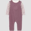 Carter's Just One You® Baby Girls' 2pc Floral Long Sleeve Shirt and Sweater Overall Set - Plum - 2 of 4