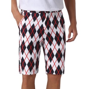 INSPIRE CHIC Men's Flat Front Contrasting Colors Argyle Patterned Shorts - 1 of 4