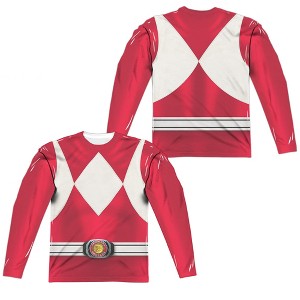 Men's Power Rangers Red Ranger (Front Back Print) Long Sleeve Costume T-Shirt - 1 of 4