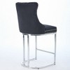PAGED Bar Stools Set of 2 Modern Velvet Upholstered Modern Barstools with Button Back and Metal Base Counter Height Bar Stools for Bar - 3 of 4