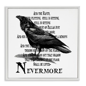 Stupell Industries Creepy Halloween Black Crow Raven Framed Giclee Art, White, 17" x 17" - 1 of 4