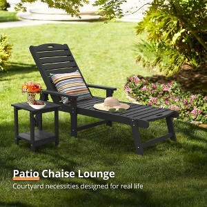 Chaise Lounge Chair with Table, 2-Piece, Outdoor Pool Lounge Chairs with Adjustable Backrest, Resin Patio Lounge Chairs with Wheels for Outside - 1 of 4