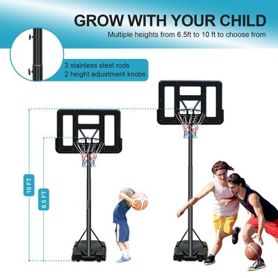 Basketball Hoop For Indoor Outdoor Portable Basketball Goal 6.5-10FT Adjustable Basketball Stand System 44 Inch Backboard