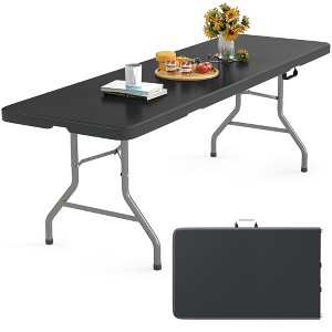 SUGIFT 8ft Portable Plastic Folding Tables for Home Garden Office Indoor Outdoor, Black - 1 of 4