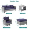 Sonkuki 6-Piece Patio Conversation Set with Swivel Rocking Chair and Side Table, Navy Blue Cushion - 3 of 4