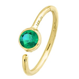 Jewelry Avalanche 20G 14K Gold Bezel Set Emerald Nose Hoop Ring, 8mm, May Birthstone - 1 of 3