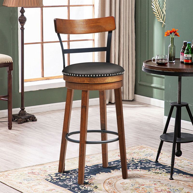 Costway Set of 2/4 BarStool 30.5'' Swivel Pub Height Dining Chair with Rubber Wood Legs, 4 of 11