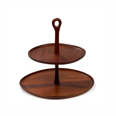 Nambe Portables Wood Tiered Dessert Stand