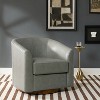 Molly Modern 360-degree Swivel Barrel Genuine Leather Chair with Solid Wood Base|ARTFUL LIVING DESIGN-SAGE - 3 of 4