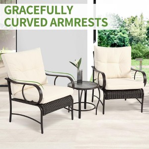 HOMEFUN 3 Pieces Patio Set Outdoor Wicker Furniture Sets Modern Rattan Chair Conversation Sets with Coffee Table - 1 of 4