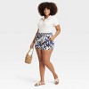 Women's High-Rise Satin Pull-On Shorts - A New Day™ Navy Blue Floral - 3 of 3