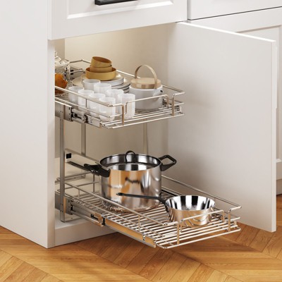 HomLux 2 Tier Individual Pull Out Cabinet Organizer 10.5in W x 18in D Slide Out Kitchen Cabinet Storage Sliding Shelves — фото 5