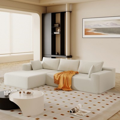 109" Upholstered Modular Sectional Sofa Couch Set, L Shape Free Combination Sleeper Sofa with Pillows- ModernLuxe