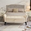 LOVMOR 64.5"Modern Velvet Storage Ottoman Bench,Nails Tufted Upholstered Storage Ottoman for Bedroom, Living Room, Entryway - 3 of 4