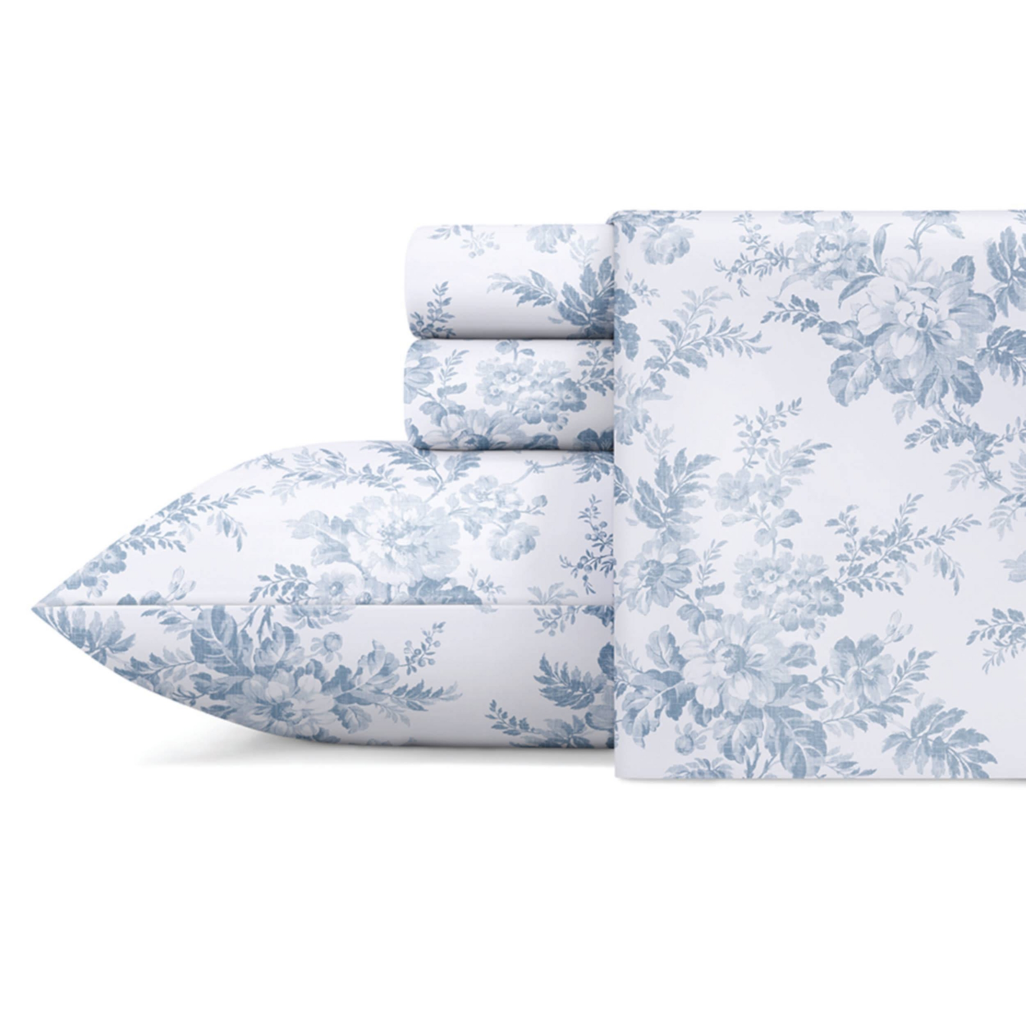 Queen Vanessa Flannel Sheet Set Blue - Laura Ashley