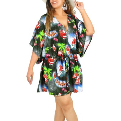 HAPPY BAY Women's Beachwear Swim Beach Dress Cover Ups for Bathing Suit Cover up Christmas Swimsuit Coverups for Women 3X-4X Xmas Ebony Santa Gifts