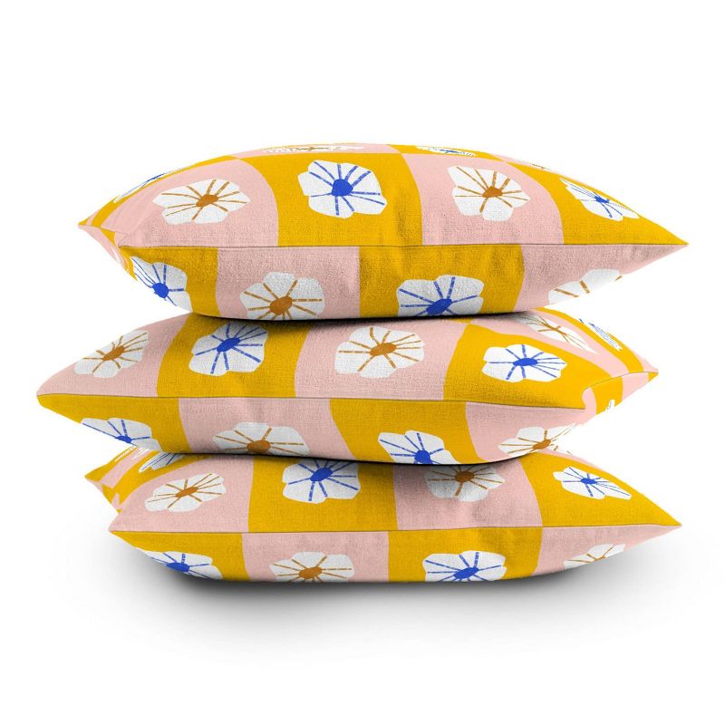 Maritza Lisa Checkered Flowers Square Throw Pillow Yellow - Deny Designs, 4 of 5