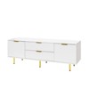 Syemin TV Stands and Consoles Wood Modern Warm White TV Cabinet for 60 Inch TV for Living Room Bedroom, White, 63.00"*15.75"*21.65" - 2 of 4