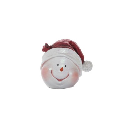 Transpac Resin 8 in. White Christmas Merry Snowman Head Figurine