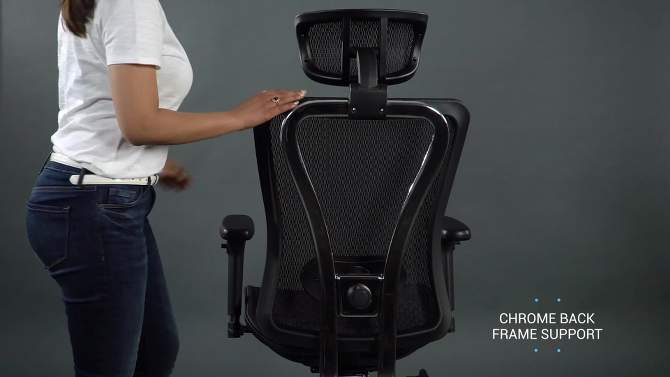 High Back Executive Mesh Office Chair Chrome/Black - Techni Mobili, 2 of 7, play video
