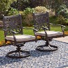 2pk Outdoor Extra Wide Cast Aluminum Swivel Chairs with Cushions - Captiva Designs: Rust-Resistant with Water-Resistant Covers - 3 of 4