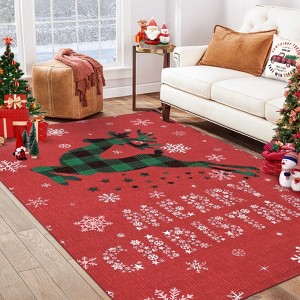Snow Reindeer Christmas Area Rugs for Living Room Soft Washable Non Slip Rug Low Pile Rug for Home Decor Indoor - 1 of 4