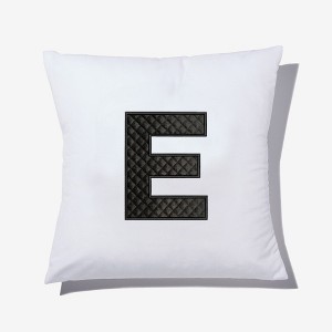 Personalization Mall Black Quilted Velour Initial Embroidered Applique Throw Pillow - 1 of 1