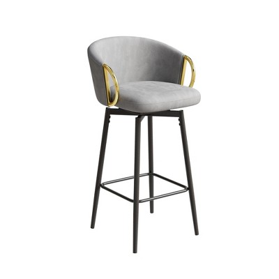 NicBex Set of 2 Bar Stools for Kitchen Island,Swivel Counter Bar Stools with Footrest,Bar Chairs for Dining Rooms,Kitchens Islands,Gray/Beige