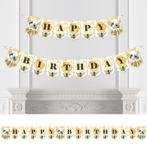 Big Dot of Happiness Little Bumblebee - Bee Birthday Party Bunting Banner - Party Decorations - Happy Birthday - 1 of 4