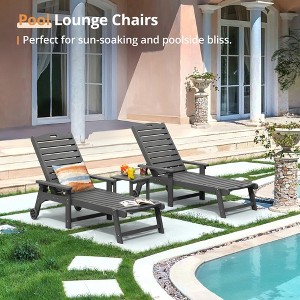 Outdoor Chaise Lounge, 79'' Oversized HDPS Chaise Lounger, 5 Positions Adjustable Lounge Chairs, Pool Lounge Chair with Wheels for Poolside, Backyard - 1 of 4