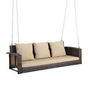 Karl Home 3-Person Wicker Outdoor Porch Swing - 1 of 4