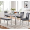 Aukfa 6 Piece Rectangular Dining Table Set with 4 Upholstered Chairs and Bench for Kitchen, Dining Room,Sliver Grey - 2 of 4