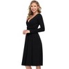 Coolmee Womens Spring Fall Midi Dress Long Sleeve Casual V Neck Pleated A Line Flowy Dress - 4 of 4