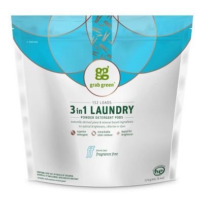 Grab Green 3 in 1 Laundry Detergent Pods, Fragrance Free