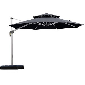 PURPLE LEAF 10/11/12/13ft Outdoor Patio Cantilever Umbrella with Base Offset Umbrella 360 Degree Rotation Round Umbrella for Deck Pool Garden - 1 of 4