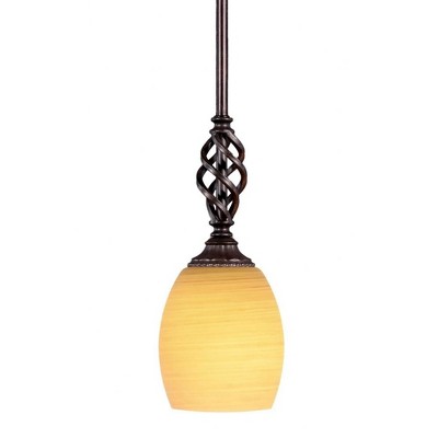 Toltec Lighting Elegante 1 - Light Pendant in  Dark Granite with 5" Cayenne Linen Shade