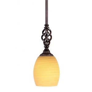 Toltec Lighting Elegante 1 - Light Pendant in  Dark Granite with 5" Cayenne Linen Shade - 1 of 1