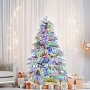 Pre-Lit Flocked Artificial Christmas Tree with Multi-Color LED Lights, 4FT 6FT 7.5FT Hinged Pine for Indoor Holiday & Winter Decor-Baofuwish - 3 of 4
