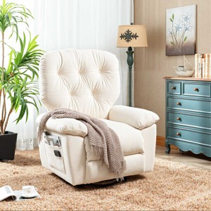 Swivel Recliner Rocking Chair, Soft Lounge Chair with Side Pocket for Living Room, Bedroom, Relaxing Chair For Home – Cuddlewood - 1 of 4
