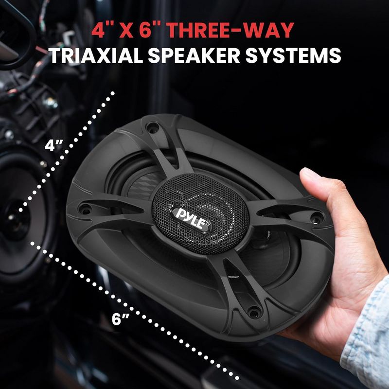 Pyle 3-Way Universal Car Stereo Speakers - Black, 2 of 7