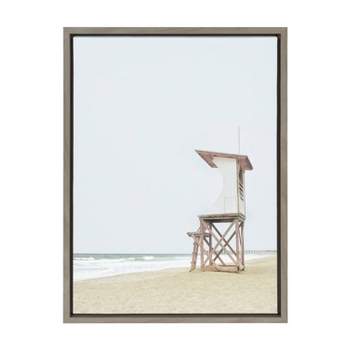 Sylvie Wood Ocean Beach Lifeguard Tower Framed Wall Canvas - Kate & Laurel All Things Decor