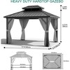 10x12 FT Gazebo Hardtop Double Roof Canopy Garden Tent with Netting and Curtains - 2 of 4