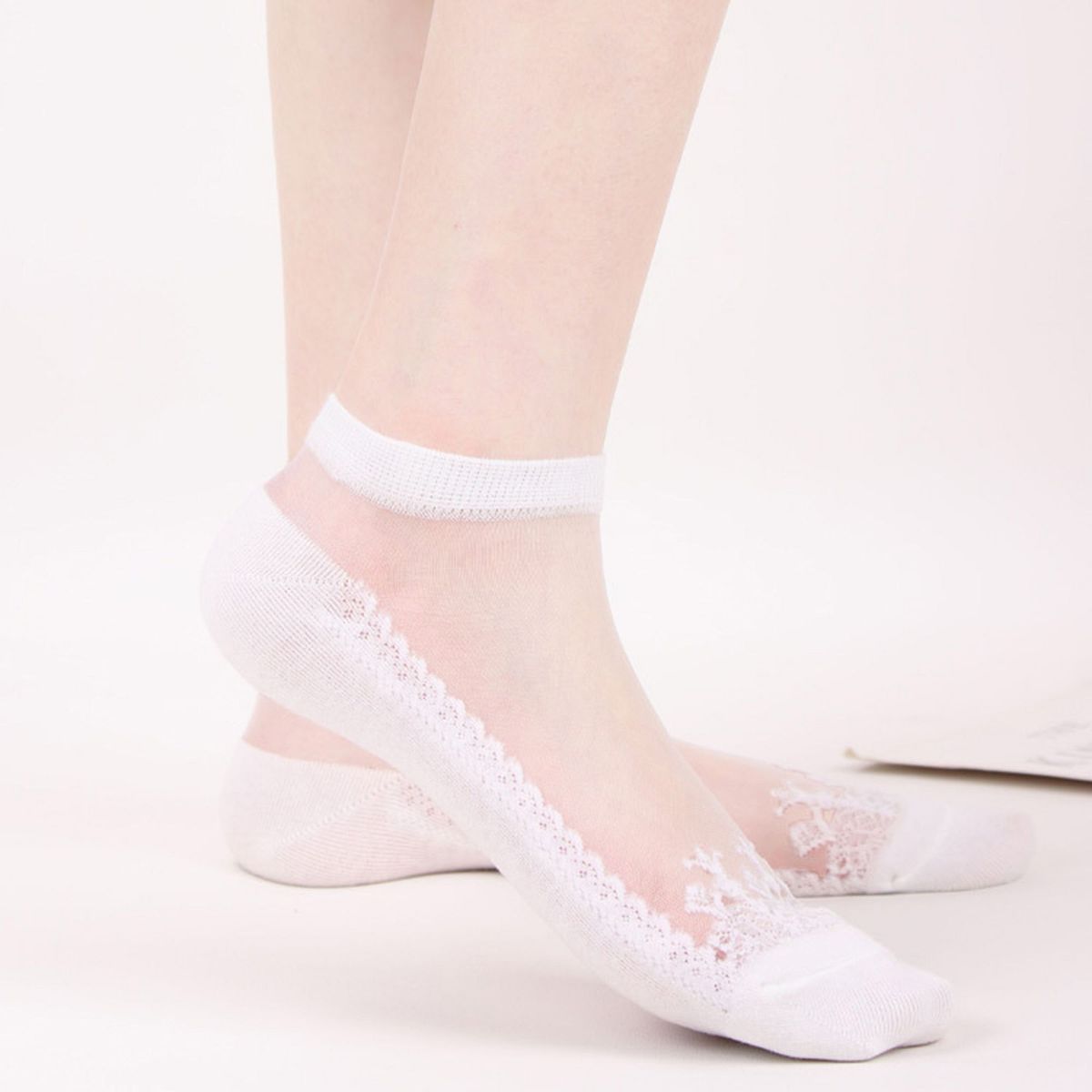 Anna-Kaci 6 Pairs Women's Sheer Mesh Ankle Socks with Soft Knit Sole and Delicate Lace Trim Lightweight Breathable Low-Cut Design - thumbnail 10