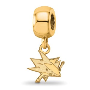 Black Bow Jewelry 14k Yellow Gold Plated Sterling Silver San Jose Sharks NHL Bead Charm - 1 of 4