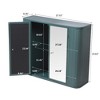 JUJABU Army Green Wall-Mounted Metal Frame Bathroom Cabinet Mirror with 2 Mirrored Doors and Open Shelf for Storage - 4 of 4