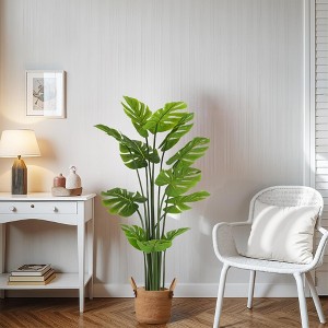 KTMBDW 57'' Tall Large Artificial Monstera Deliciosa Plants, 4.7 Feet Faux Floor Plants with Pot for Indoor Outdoor Office House Living Room Decor - 1 of 4